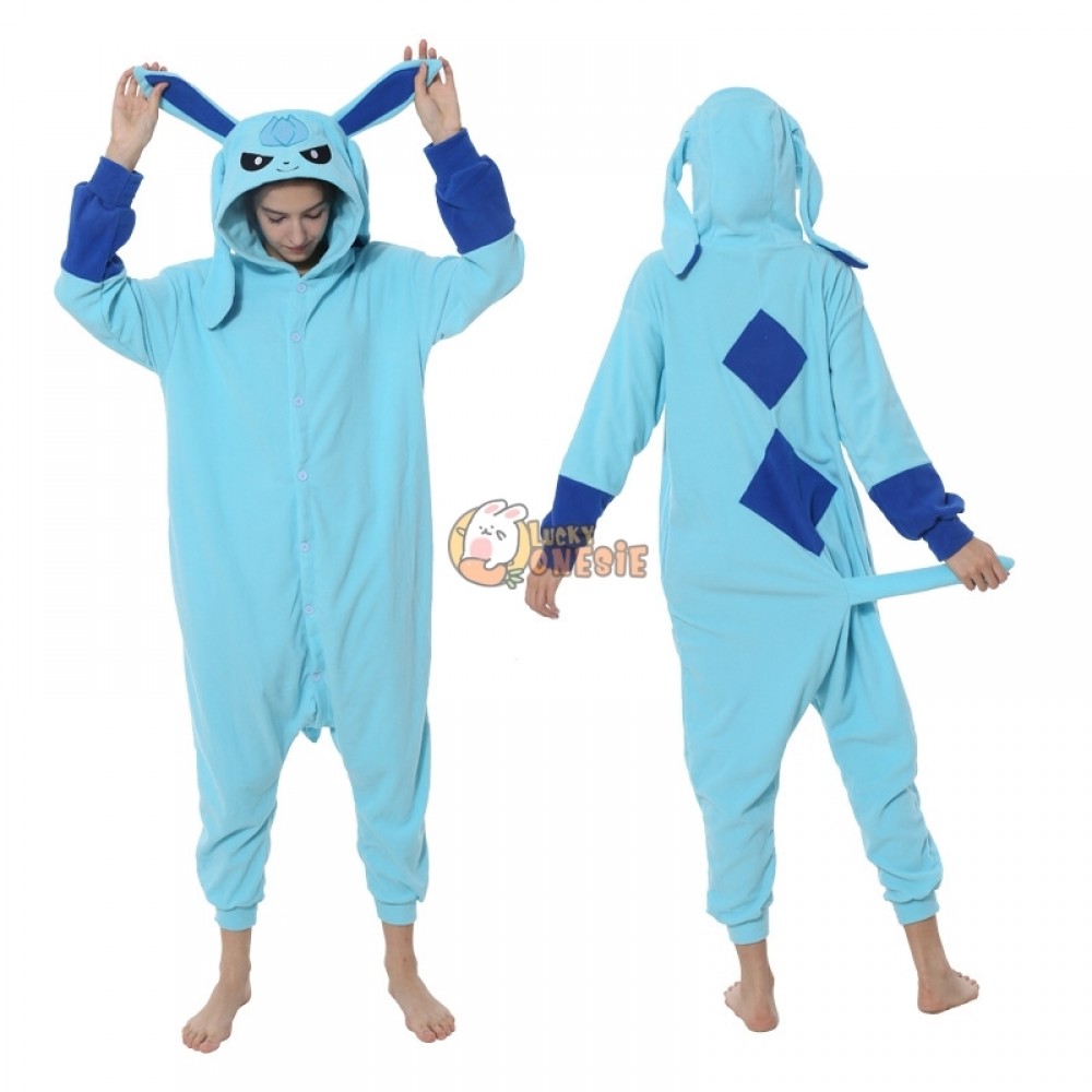 Glaceon Onesie Pajamas Cute Easy Eevee Evolution Halloween Costumes