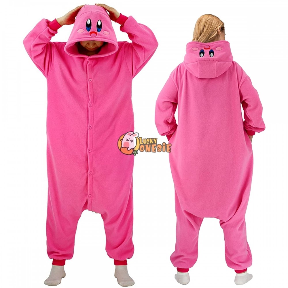 Kirby Onesie Pajamas for Adults Easy Cute Cosplay Halloween Costumes Outfit