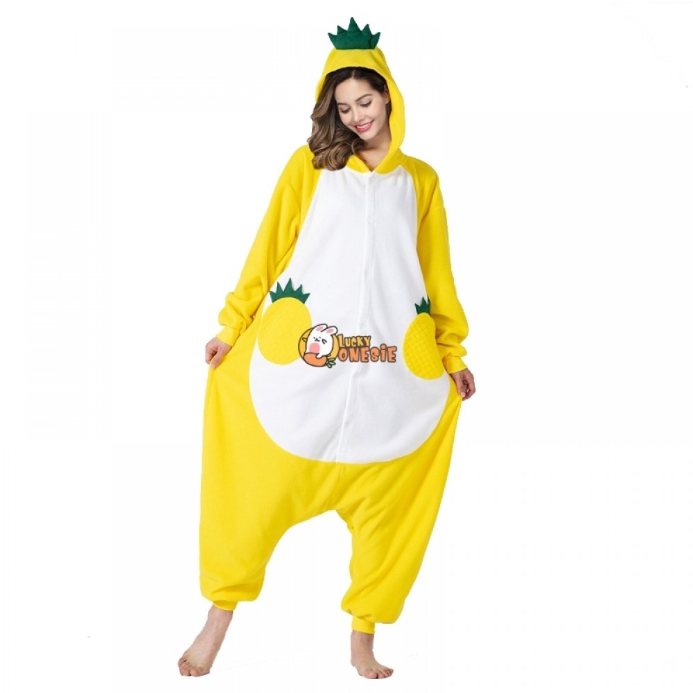 Pineapple Onesie Pajamas for Adults Cute Fruit Halloween Costume Outfit