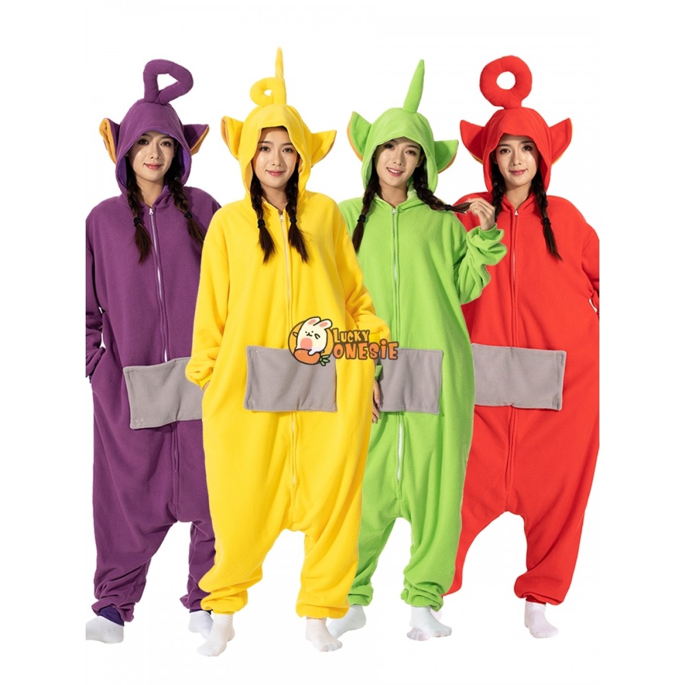 Tinky Winky & Dipsy & Po & Lala Halloween Costumes for Group Friend Cute Teletubbies Cosplay Onesie Pajamas