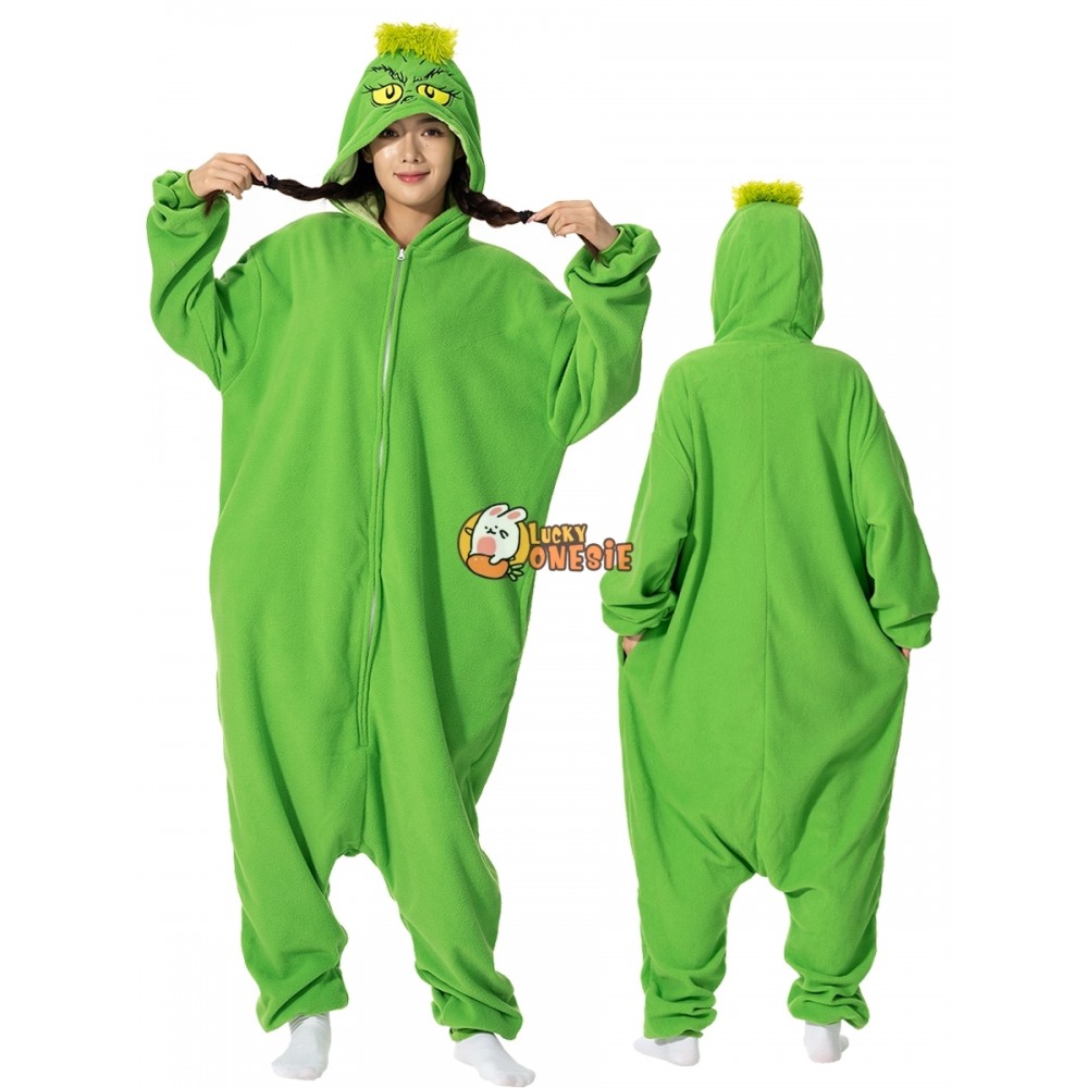 The Grinch Easy Fast Christmas Halloween Costumes for Adult Onesie Pajamas