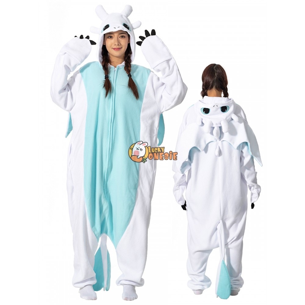 Light Fury Duo Halloween Costume for Adults Onesie Pajamas Matching Couples