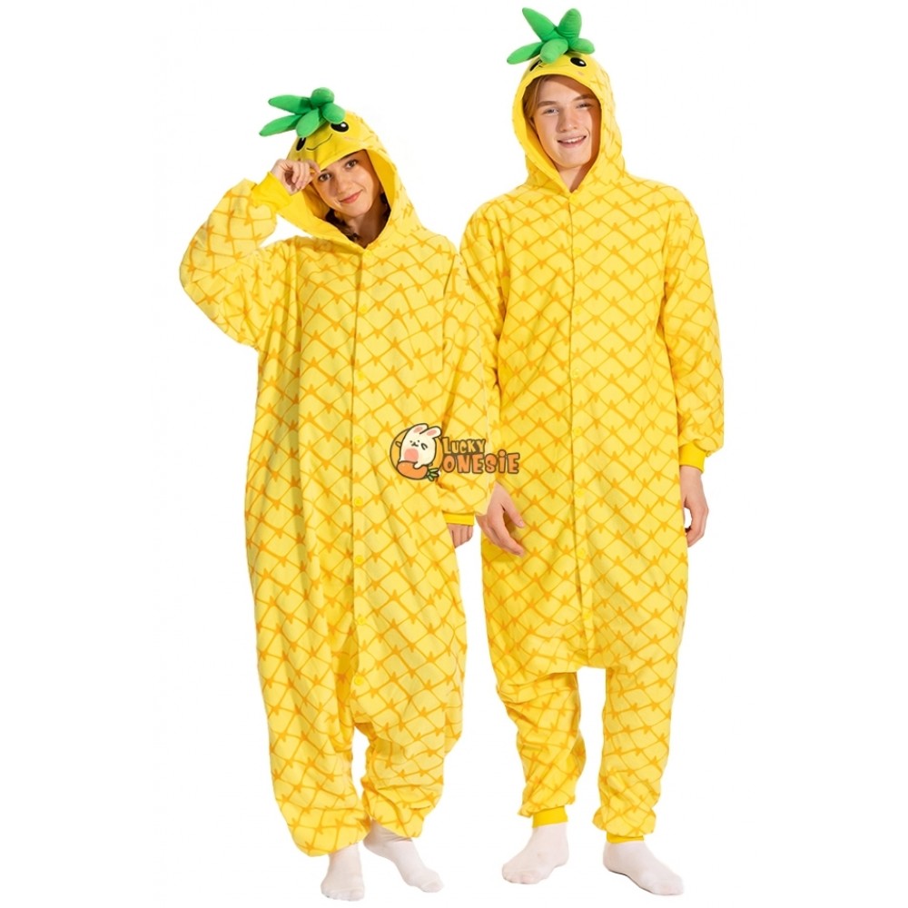 Pineapple Halloween Costumes for Adults Couples Friends Fruit Onesie Pajamas