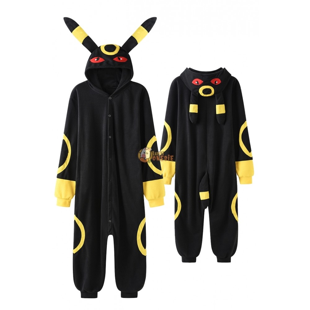 Eevee Yellow Moonlight Umbreon Onesie Pajamas for Adults Halloween Costumes