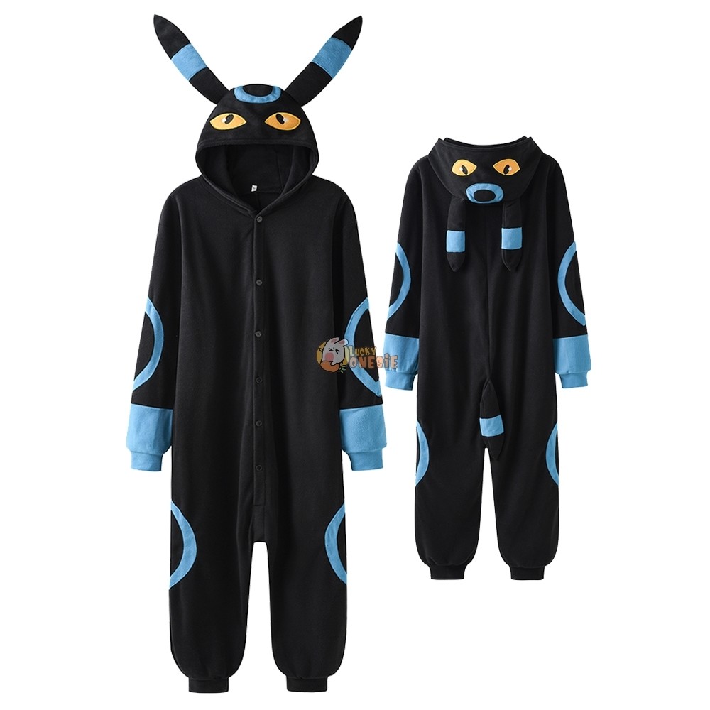 Eevee Blue Shiny Umbreon Onesie Pajamas for Adults Halloween Costumes