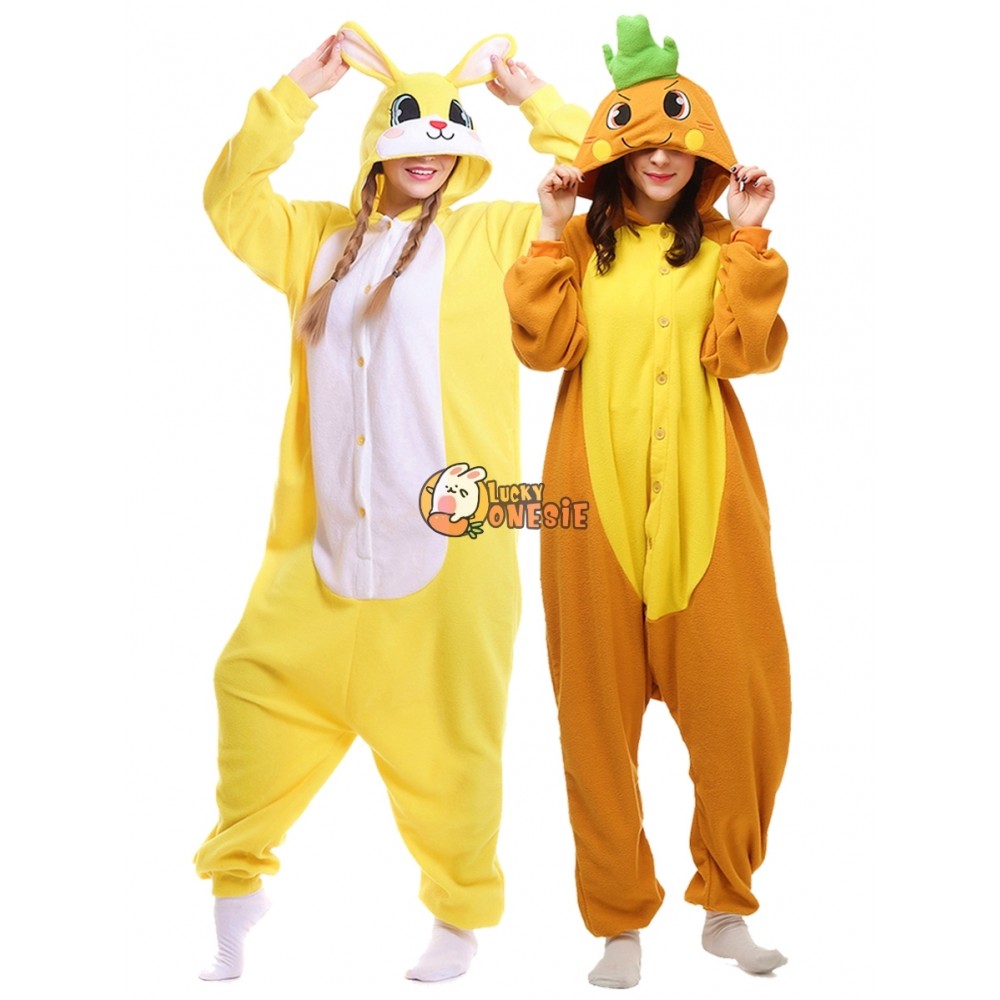 Carrot & Bunny Onesie Cute Easter Halloween Costume Matching Couples