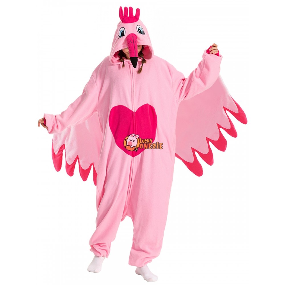 Pink Flamingo Halloween Costume Onesie for Adult