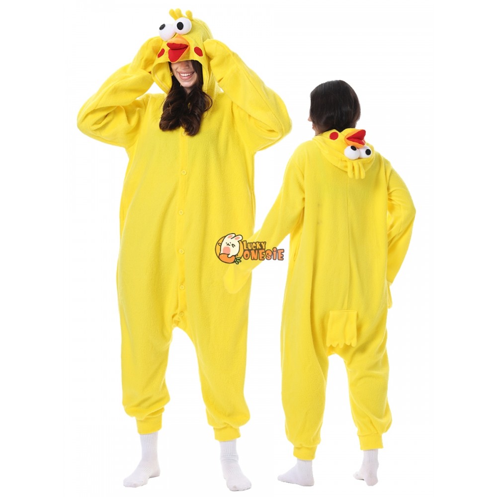 Yellow Chicken Halloween Costume Onesie for Adult