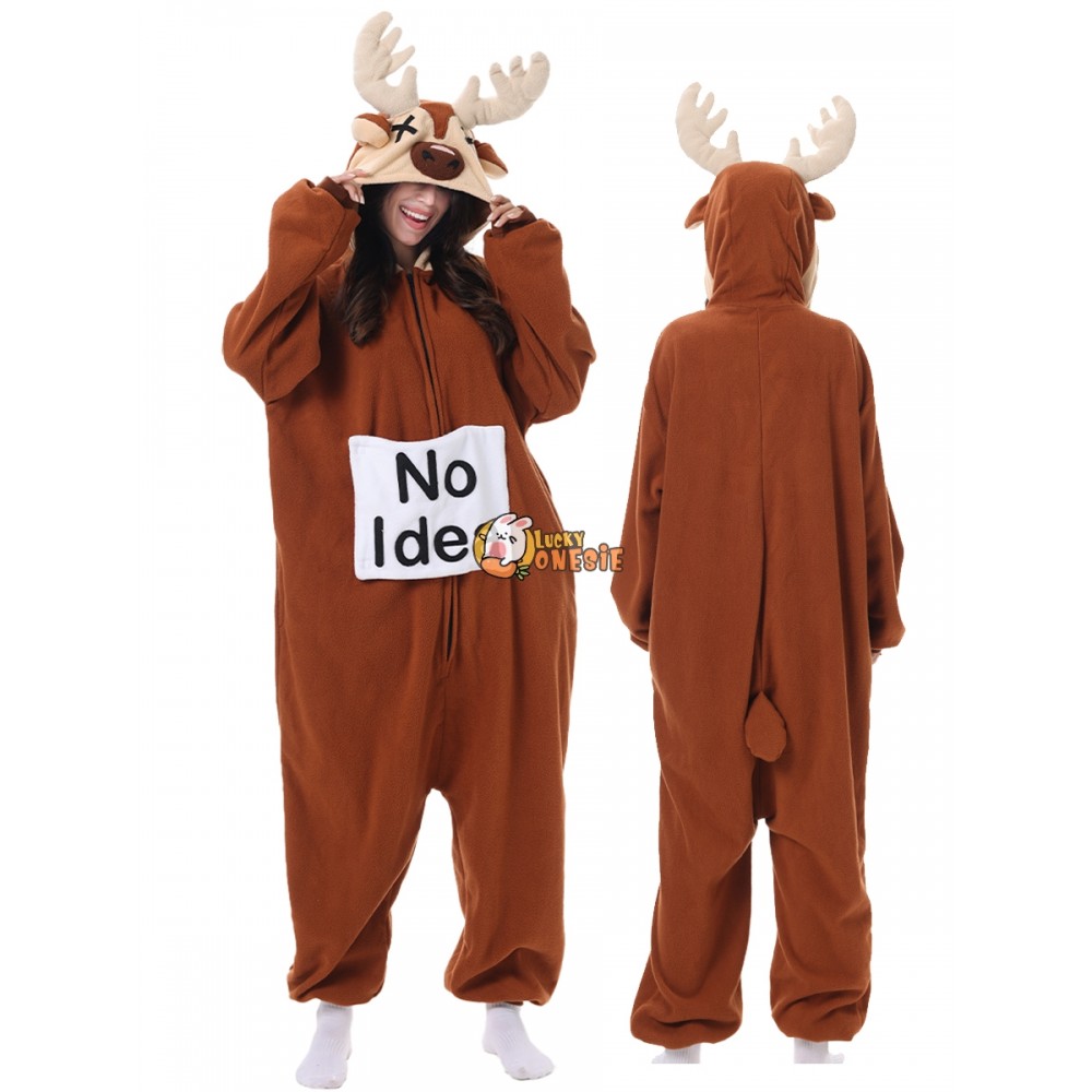 Funny Punny Halloween Costume No Eye Deer Onesie for Adult