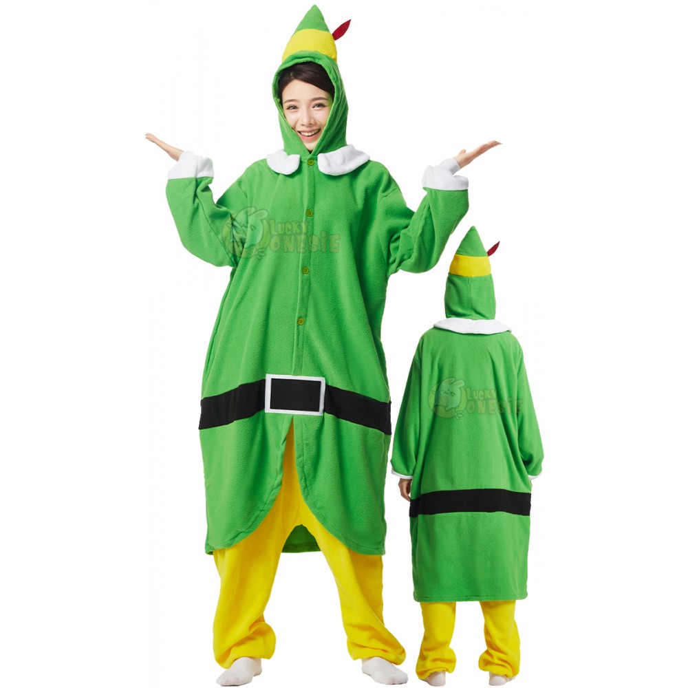 Buddy the Elf Costume Onesie Cosplay Suit for Adult Teens