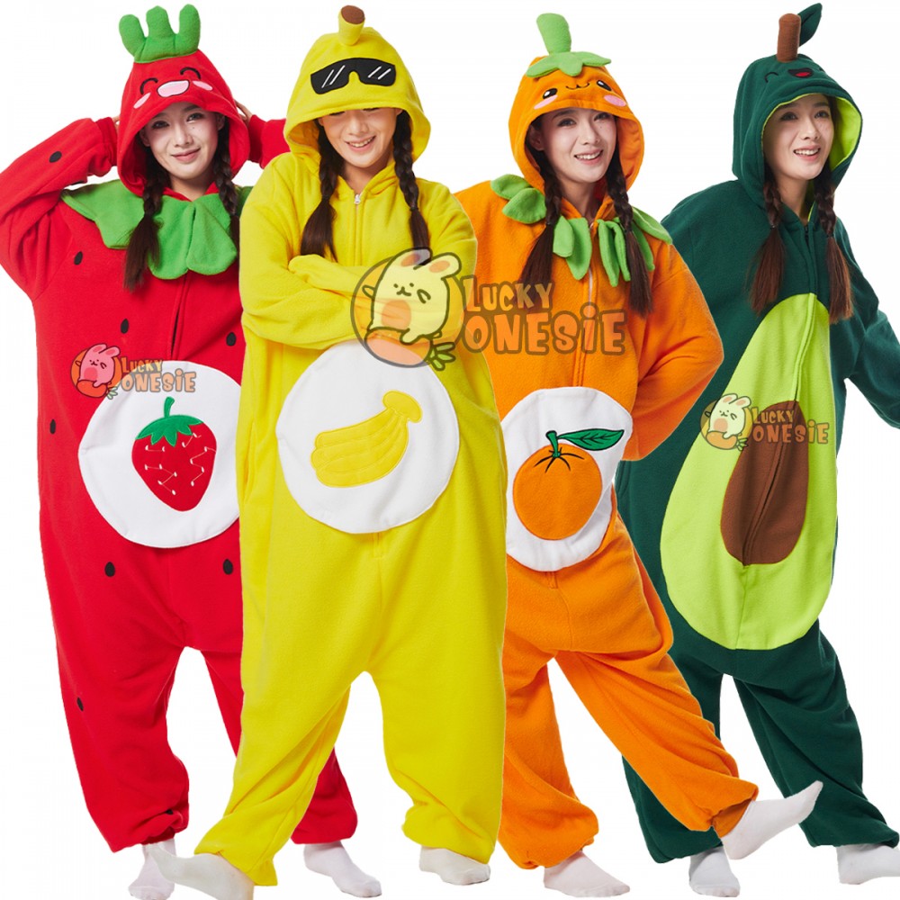 Banana & Strawberry & Orange & Avocado Fruit Costume Onesie Halloween Group Idea