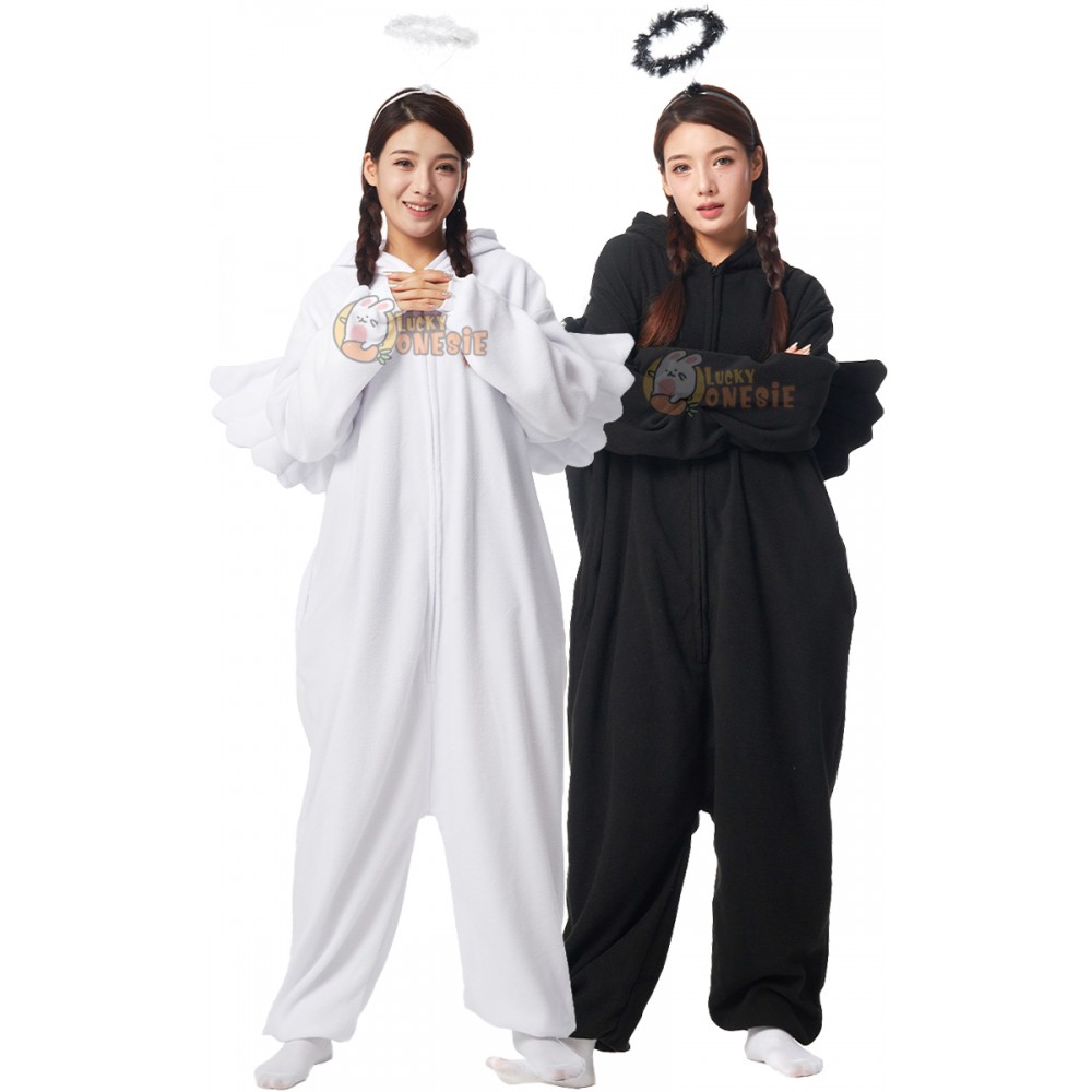 White Angel & Dark Angel Onesie Maching Halloween Costume for Duo Idea