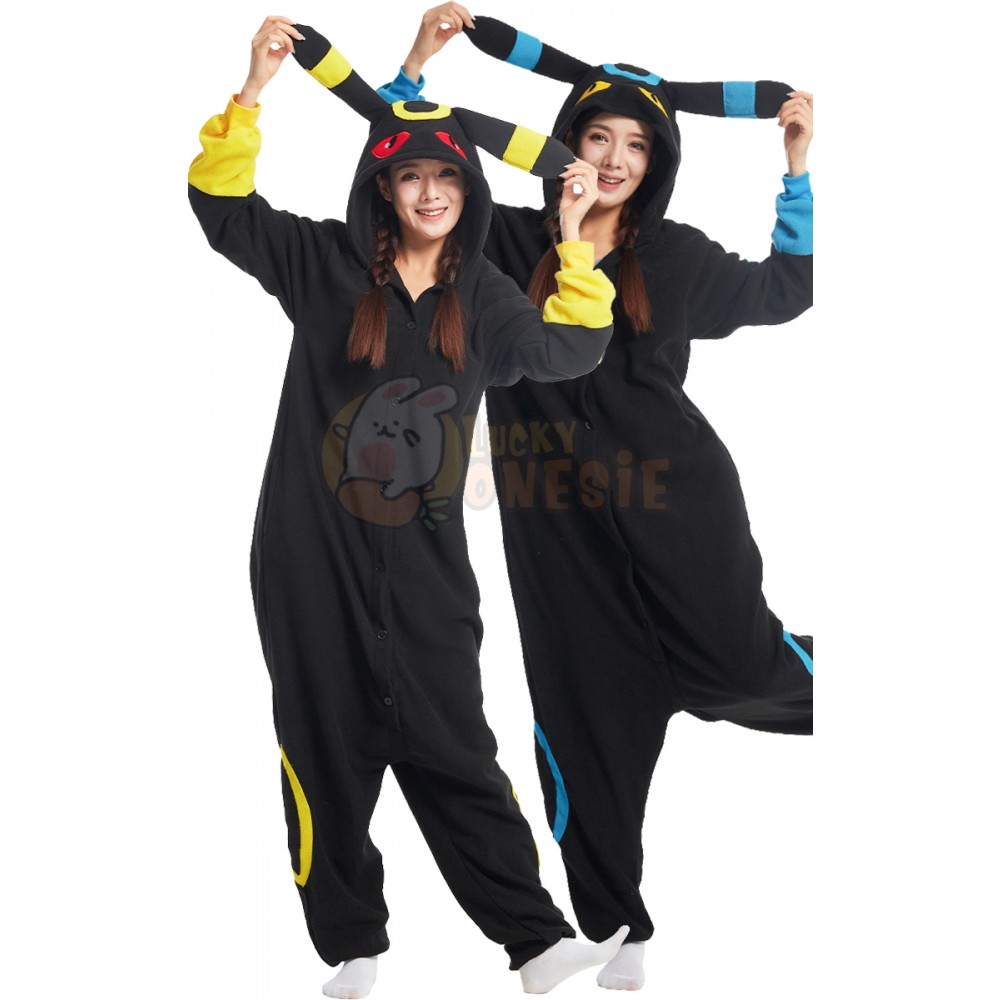 Eevee Evolution Umbreon Onesie Pajamas Halloween Cosplay Costume Idea for Adult & Teens