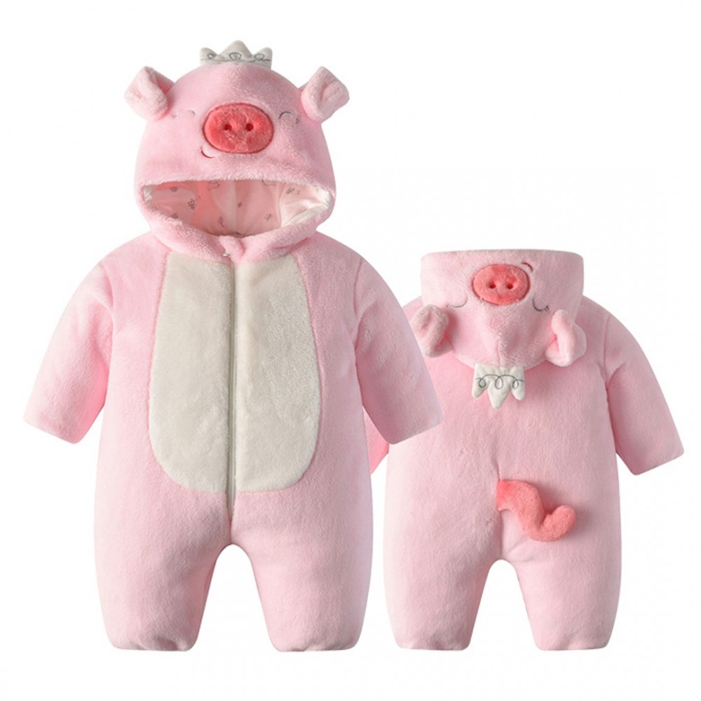 Pink Pig Onesie Baby Flannel Zip up