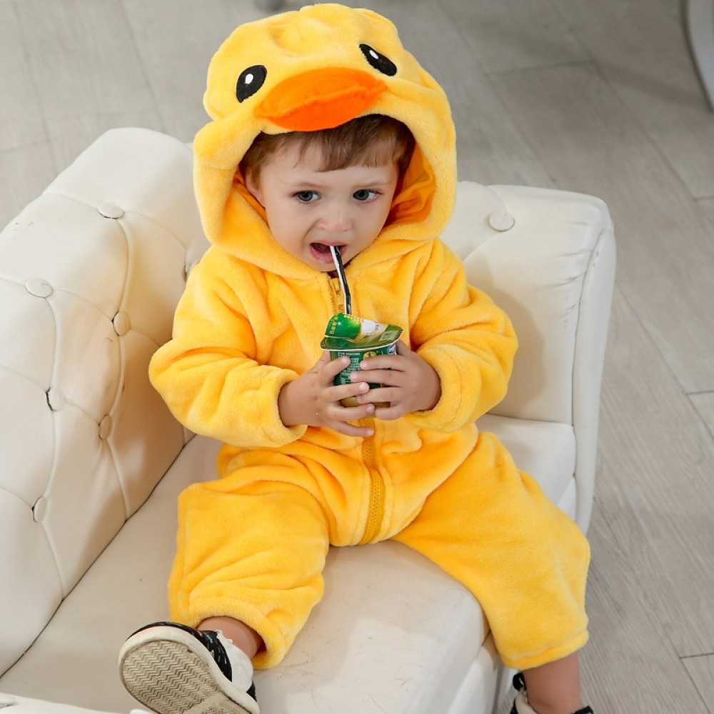 Infant Yellow Duck Animal Costume Newborn Halloween Onesie Pajamas