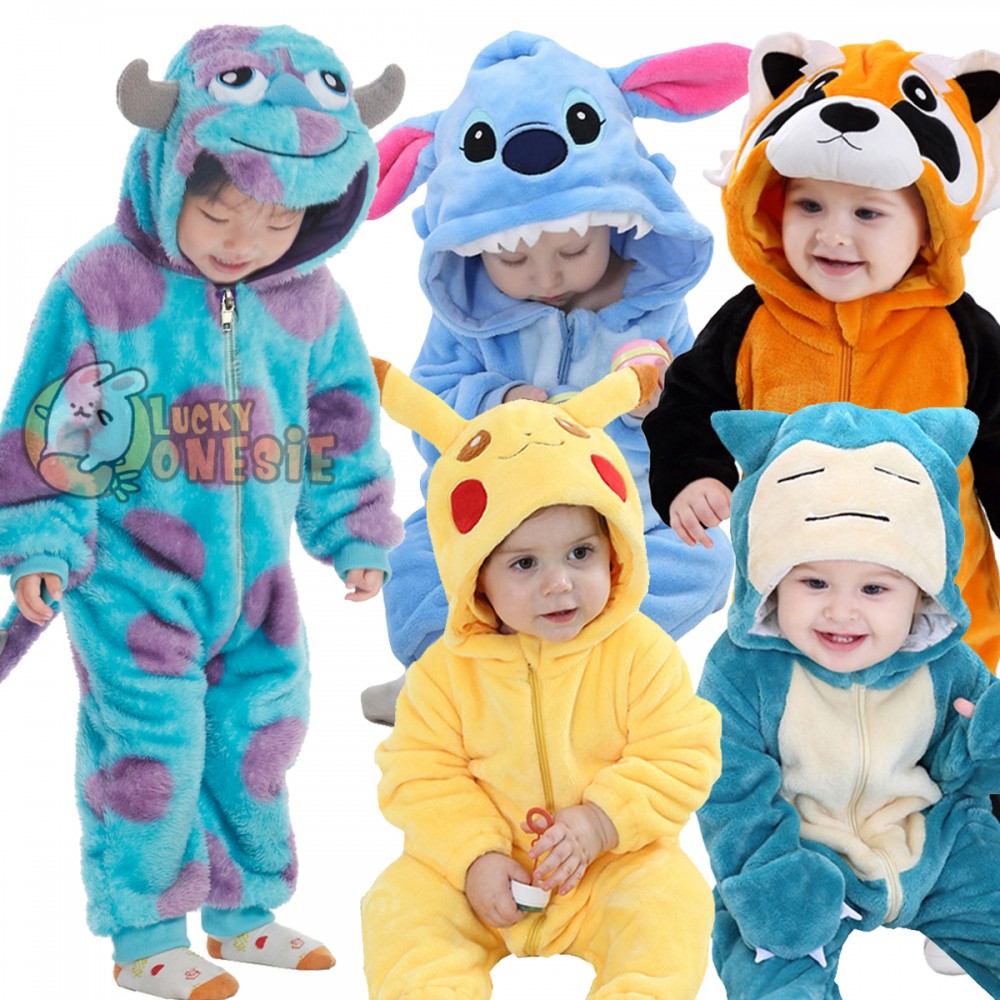 Infant Halloween Costume Sully Snorlax Pikachu Stitch Red Panda Onesie Outfit for Baby Boys & Girls