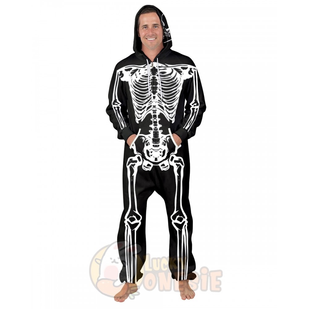 Skeleton Onesie for Adults & Kids Halloween Costumes One Piece Pajamas ...