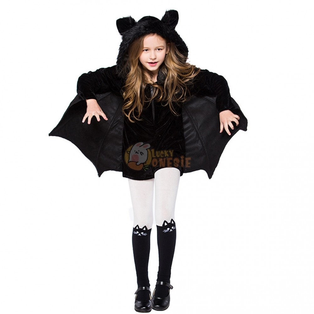 COOLJOY Kids Unisex Vampire Bat Costume Jumpsuit Halloween Cosplay Costume Set 