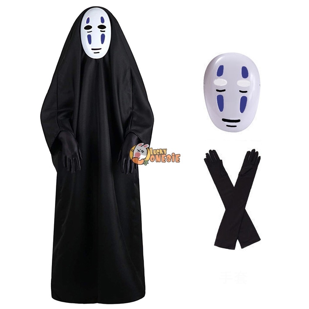 No Face Man Halloween Costume for Adults & Kids Spirited Away Kaonashi Cosplay
