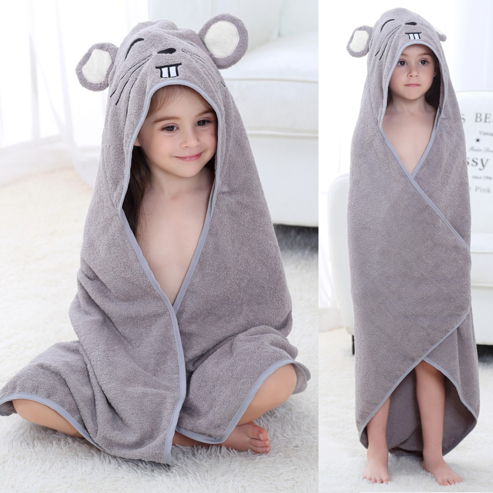 Baby Hooded Towel Best Bath Towels Gray Mouse
