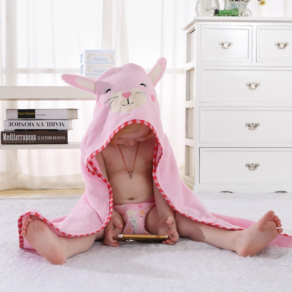 Pink Rabbit Hooded Bath Towel for Baby & Toddler