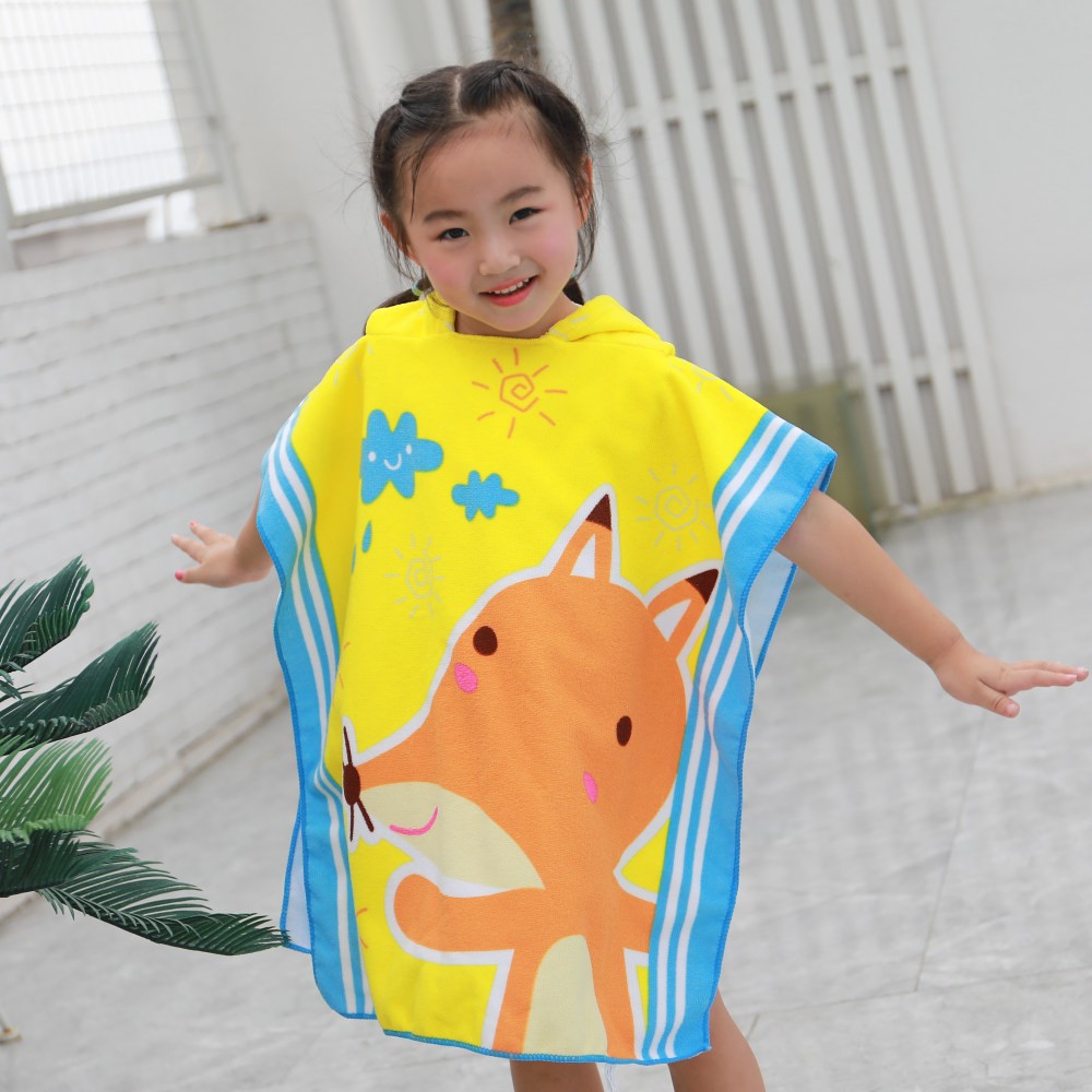 Fox Hooded Beach Towel for Kids & Baby Bath Towels