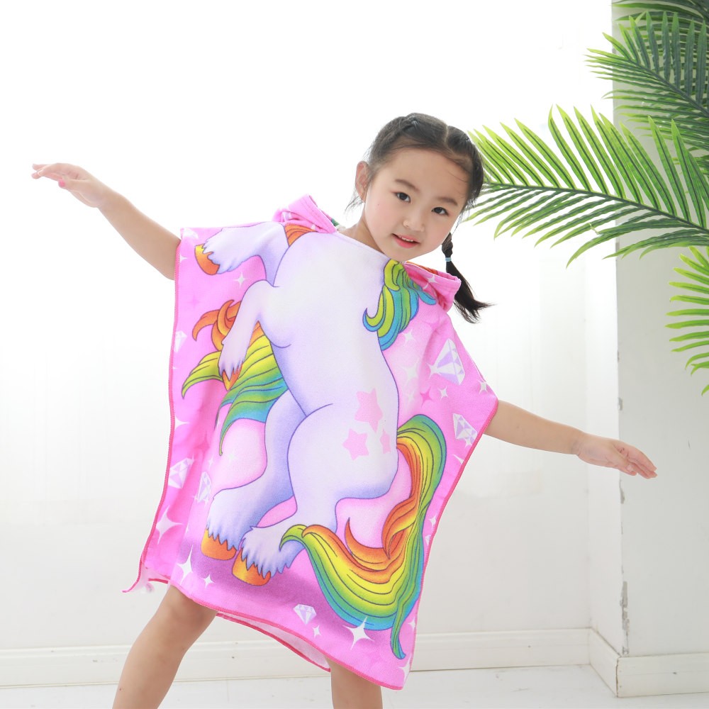 Unicorn Hooded Beach Towel for Kids & Baby Bath Towels