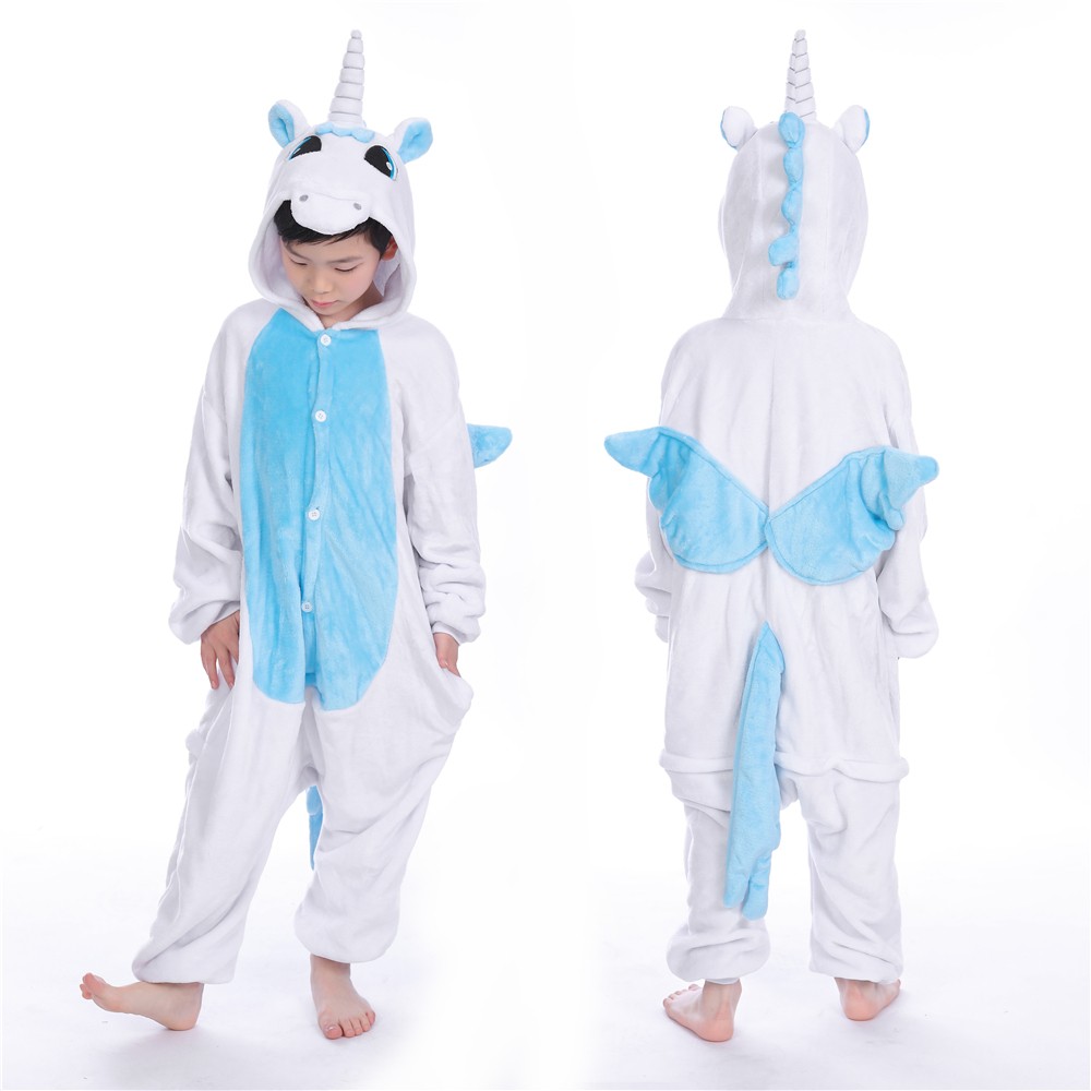Blue Unicorn with Wings Onesie Pajamas for Kids Animal Onesies