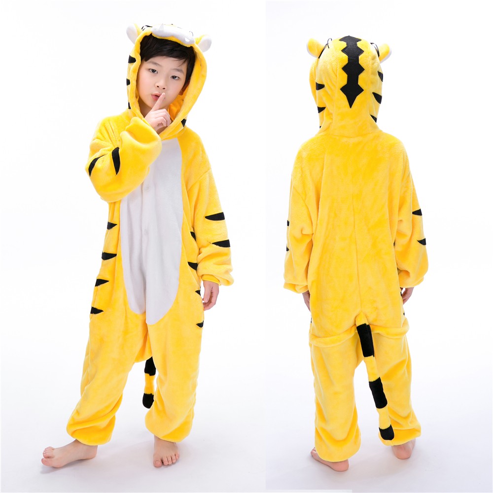 Yellow Tiger Onesie Pajamas for Kids Animal Onesies