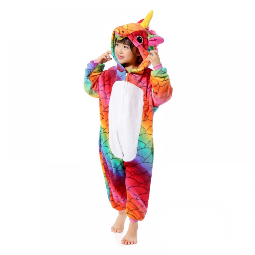 Red Scale Unicorn Onesie Pajamas for Kids & Toddler Animal Onesies Costume