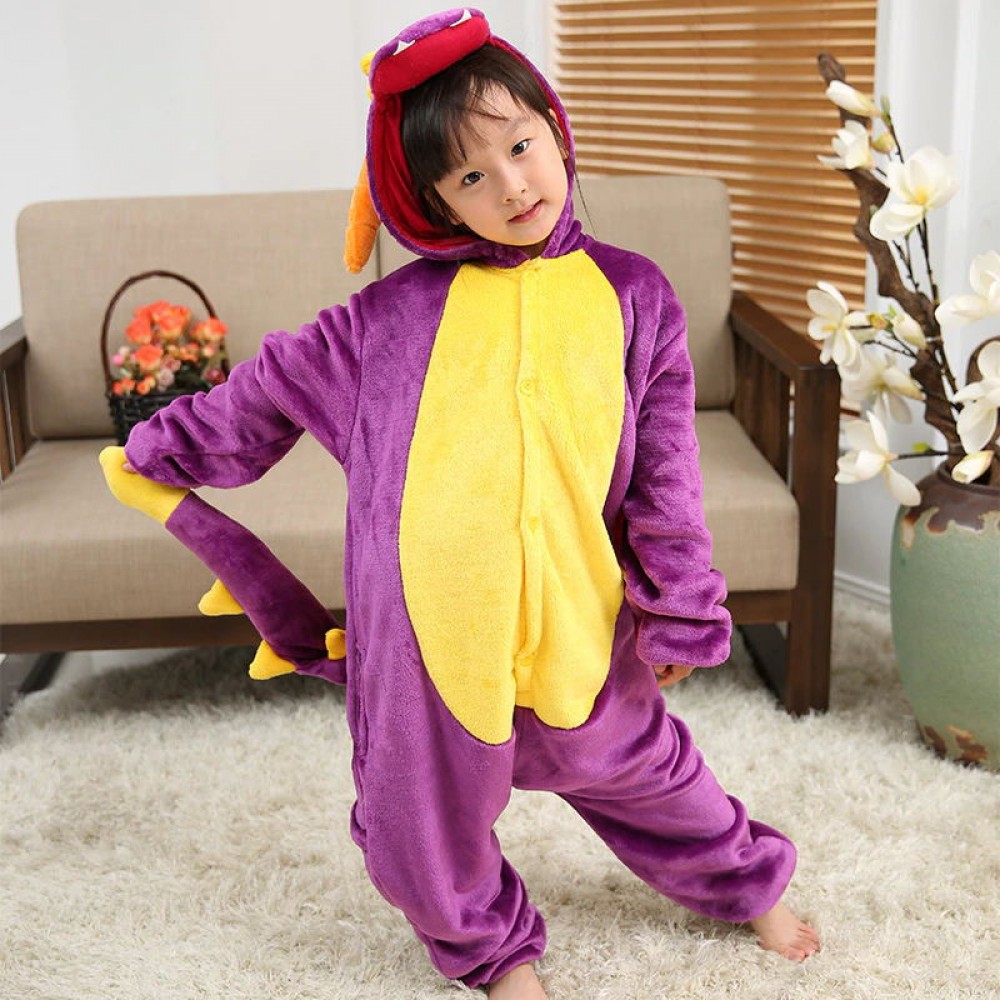 Purple Dragon Spyro Onesie Pajamas for Kids & Toddler Animal Onesies Costume