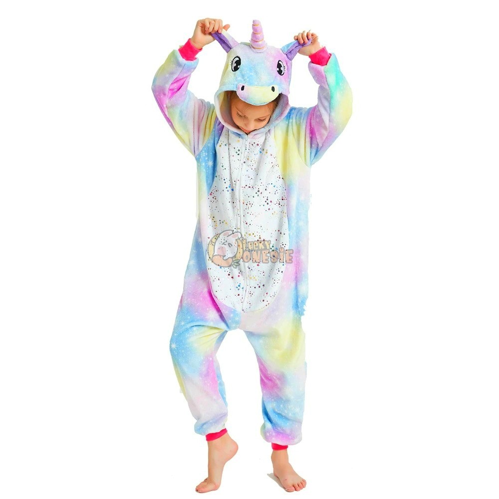 Halloween Girls Boys Unicorn Costume Kids Animal Onesie Pajamas Sleepwear 
