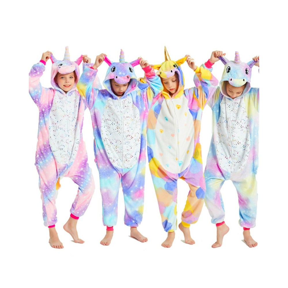Boys & Girls Unicorn Onesie Kids Flannel Pajamas Halloween Costumes