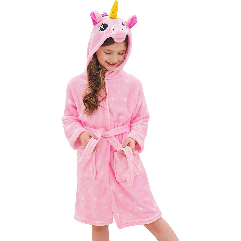 Unicorn Gifts for Girls Unicorn Robe Hooded Pink Flannel