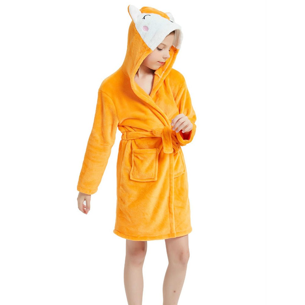 Fox Kids Robe with Hood Animal Print Robe