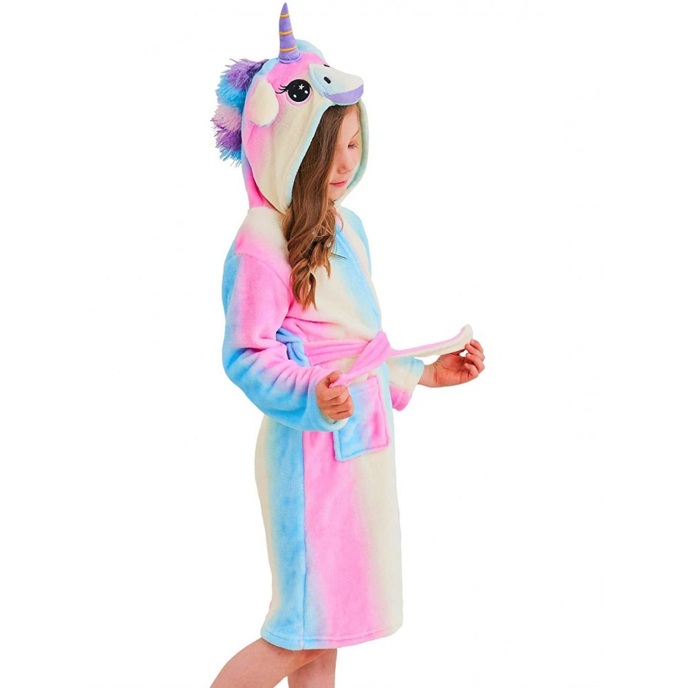 Unicorn Gifts for Girls Unicorn Robe Hooded Rainbow Print Flannel