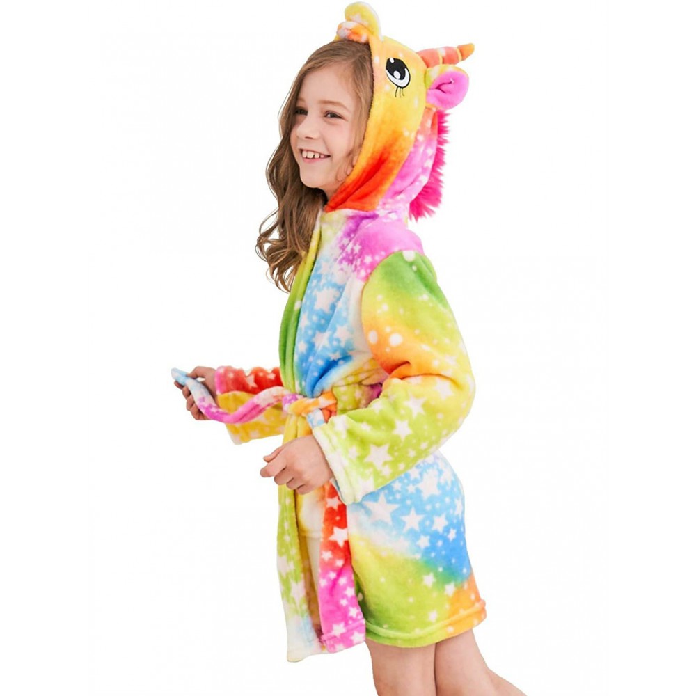 Unicorn Gifts for Girls Unicorn Robe Hooded Yellow Star Print Flannel