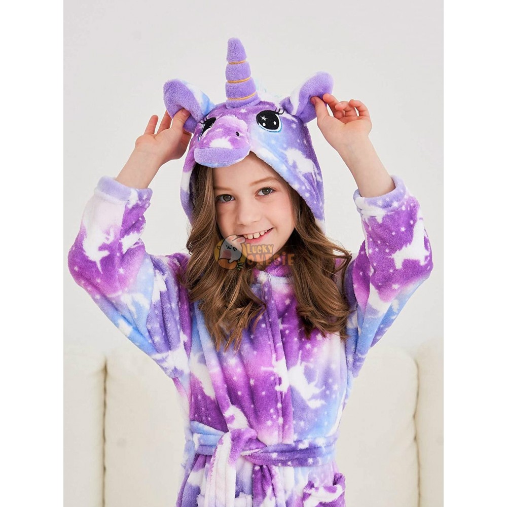 Unisex Childrens Flannel Unicorn Bathrobes Hoodie Unicorns Gifts for Girls 