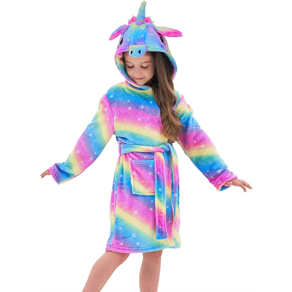 Unicorn Gifts for Girls Unicorn Robe Hooded Rainbow Star Print