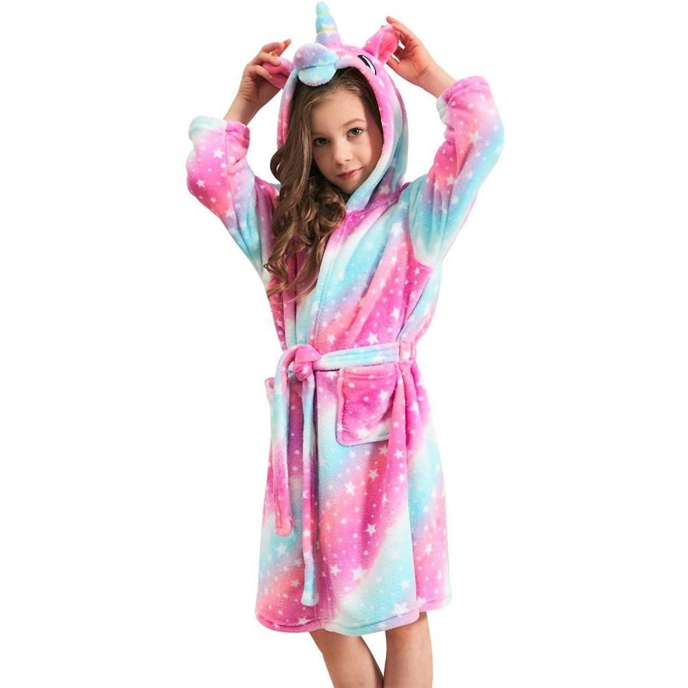 Unicorn Gifts for Girls Unicorn Robe Hooded Pink Starry Sky Print