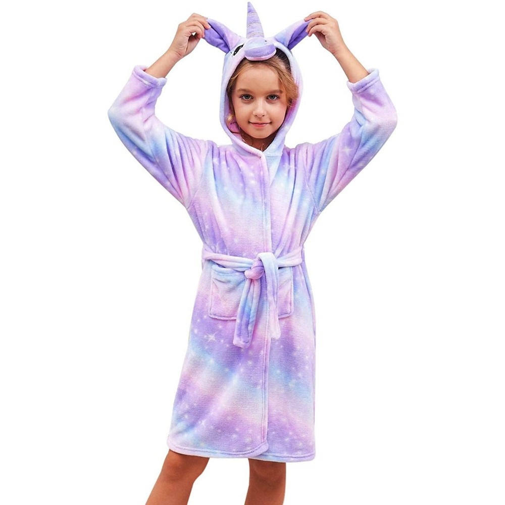 Unicorn Gifts for Girls Unicorn Robe Hooded Purple Starry Sky Print