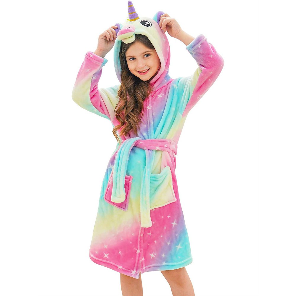 Unicorn Gifts for Girls Unicorn Robe Hooded Colorful Starry Sky Print