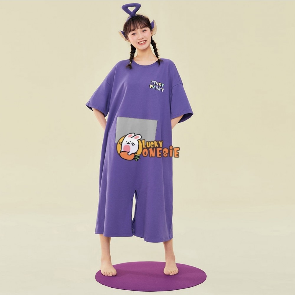 Teletubbies Pajamas for Adults Tinky Winky Onesie Nightdress Purple
