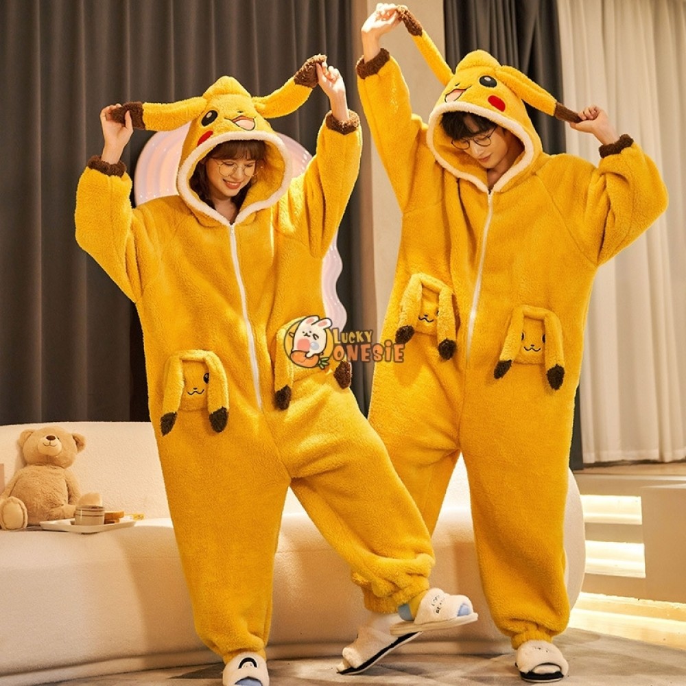 Pikachu Onesie Cute Christmas Matching Pajamas for Couples His and Her Pjs Sleepwear