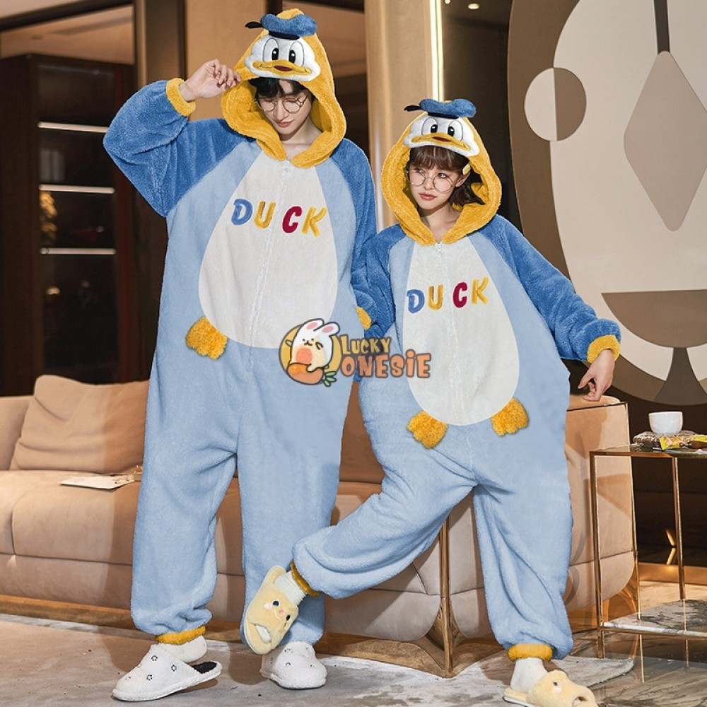 Cute Duck Onesie Matching Christmas Pajamas for Couples His and Her Pjs Holiday Sleepwear