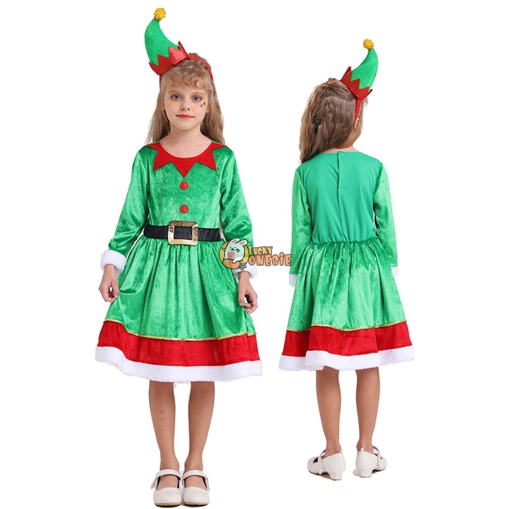 Elf Costume for Girls Cosplay Dress Kids Chrismtas Costume