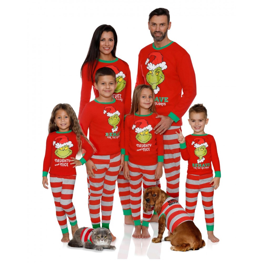 Grinch Family Pajamas Couples Matching Christmas Family Pajamas for Kids & Adult