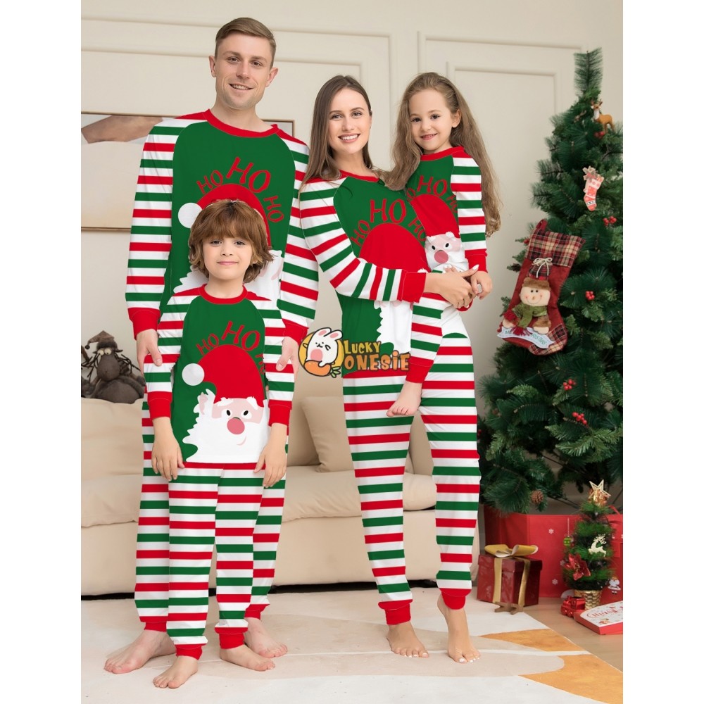 Cute Christmas Pajamas Matching Family Couples Holiday Pajamas Santa Claus Print Green