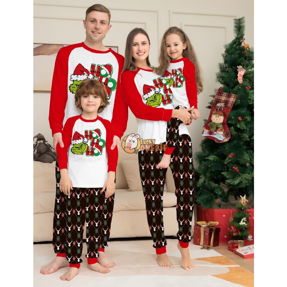 Cute Grinch Christmas Pajamas Matching Family Couples Holiday Pjs Sleepwear