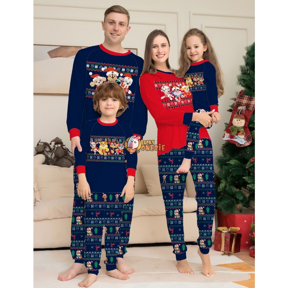 Cute Dog Christmas Pajamas Matching Family Couples Holiday Pjs Sets Sleepwear